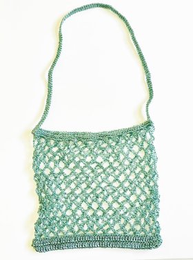 【無料編み図】メタリックフリーコード“metallic free cord”で作るメッシュバッグ