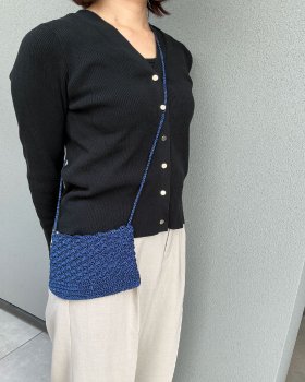 【無料編み図】メタリックフリーコード“metallic free cord”で作るポシェット