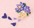 つまみ細工　花束のブローチ（紫）