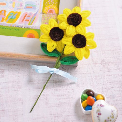 他の写真1: パステルカラーを楽しむ♪モールで簡単にかわいいお花が作れる！モールフラワーキット(ひまわり)