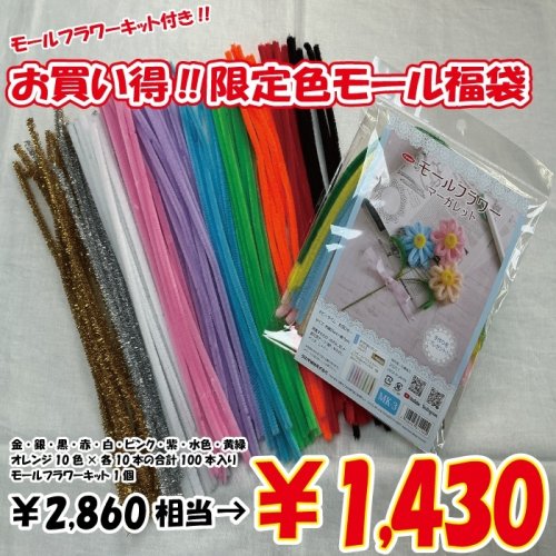 他の写真1: 【2026年福袋】福袋限定色モール100本（10色各10本入り）2860円相当が半額の1430円！　モールフラワーのキット付き　