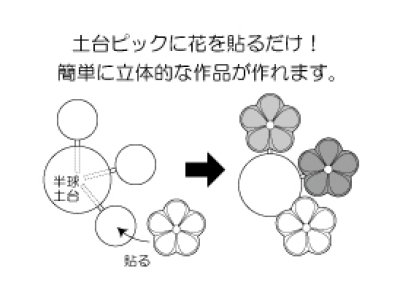 画像1: つまみ細工ボール紙土台付ピック