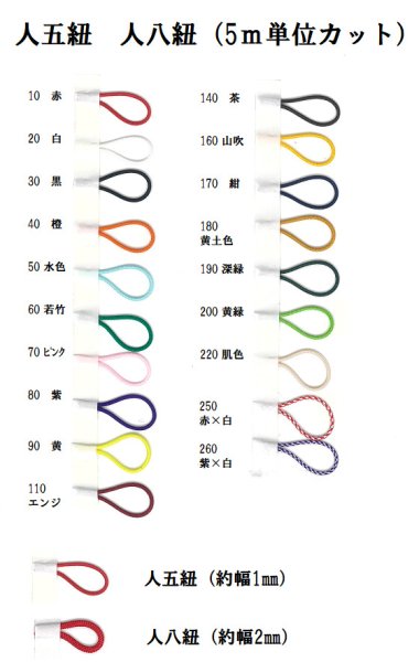 画像6: 【5ｍ単位カット】人八紐【2ｍｍ幅】　5ｍ単位の切り売り！【全19色】 (6)