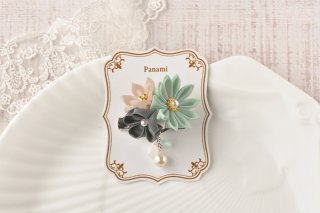 透け素材を楽しむ アンティークつまみ細工 ブローチ - パナミ